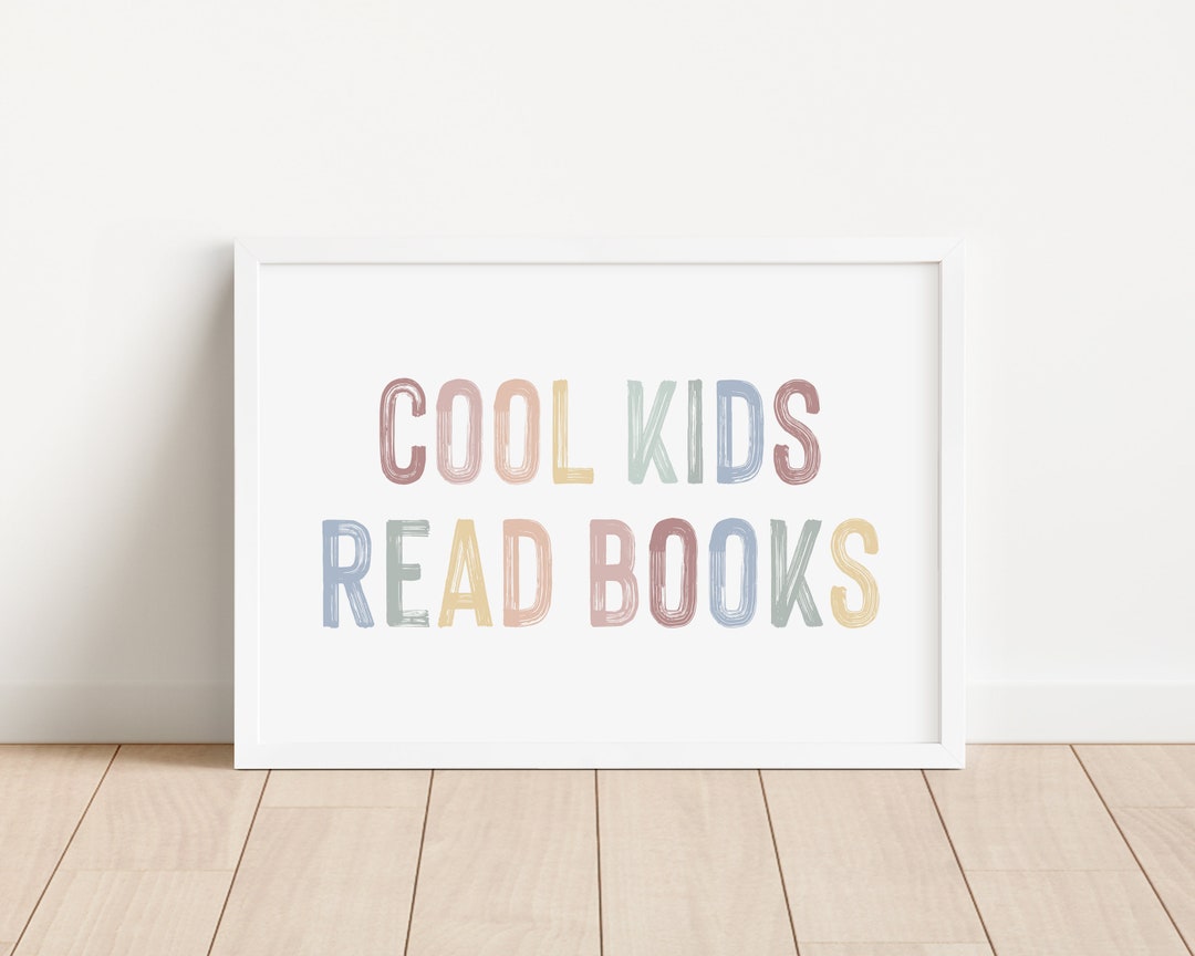 Cool Kids Read Books, Library Sign, Kids Reading Nook Decor, Rainbow ...