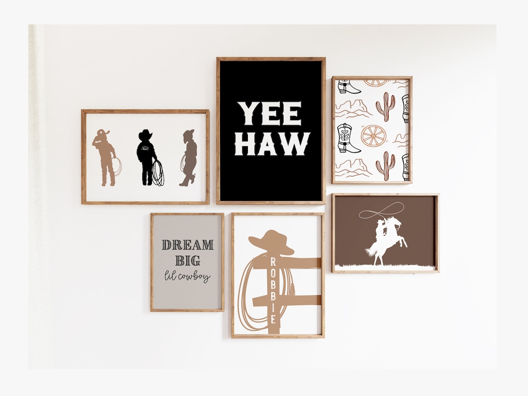 Personalized Western Gallery Wall Art for Boy Cowboy Nursery, Western ...