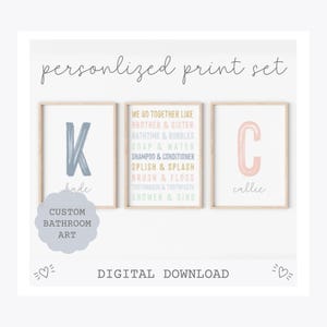 personalized kids bathroom sign for kids bath, kids bathroom wall decor, kids shared bathroom customized, sibling bathroom art