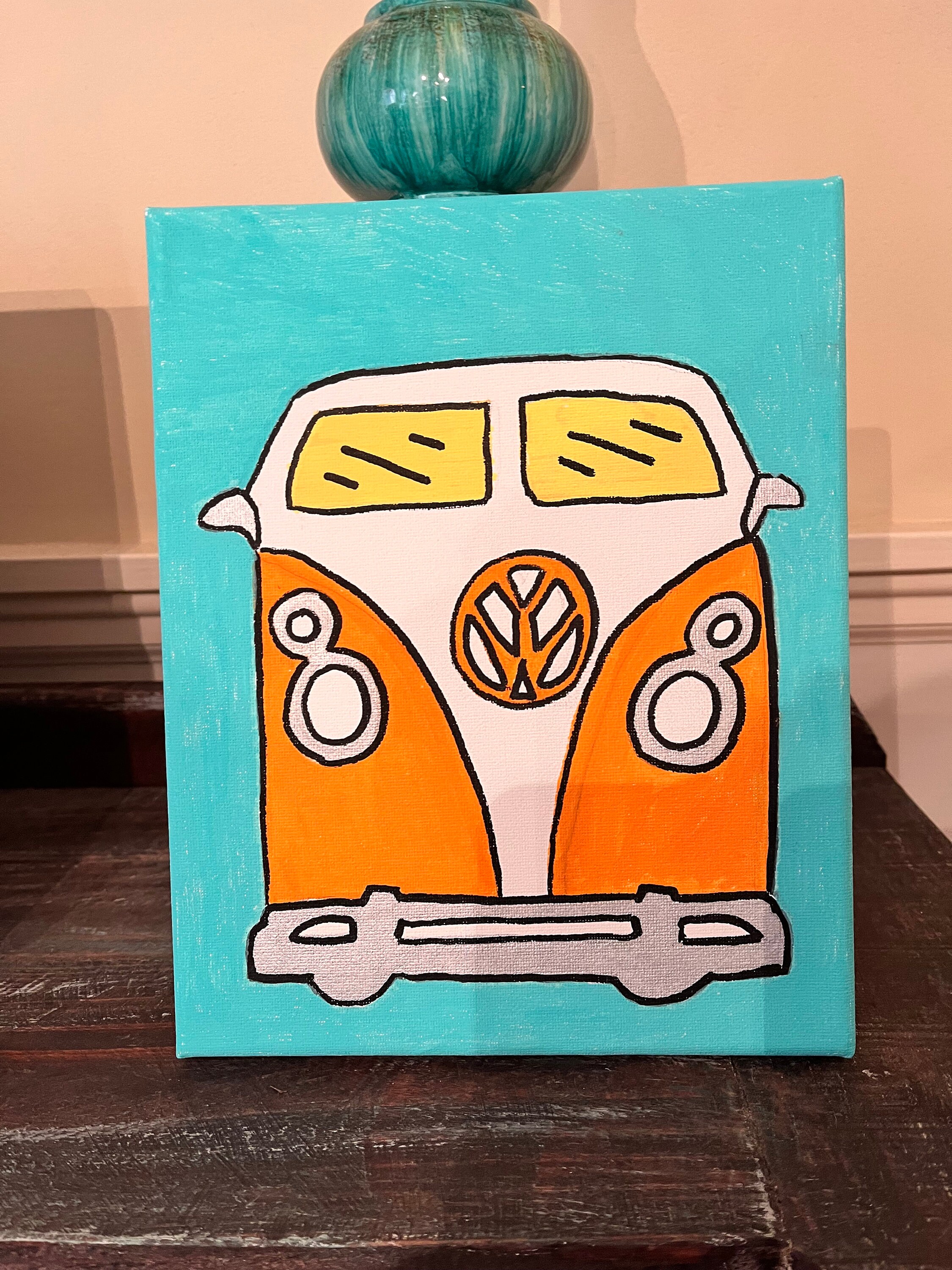 Vw Bus Rear Canvas VW Bus Canvas Painting - Etsy