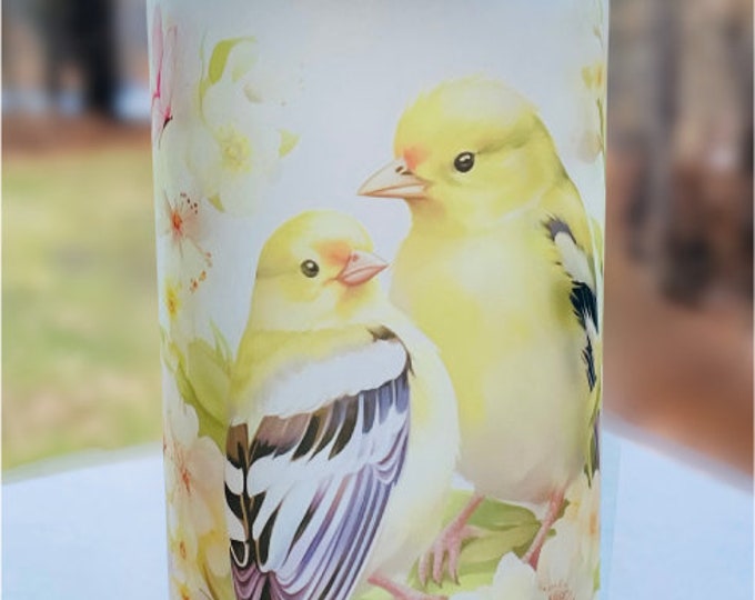 Backyard Birds, American Goldfinch Frosted Glass Cup