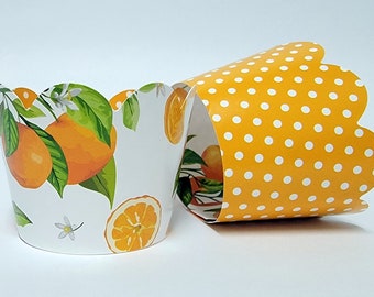Orange themed Cupcake Wrappers for Cutie party supplies, Little Cutie Birthday Parties, Sweet One. Set of 24