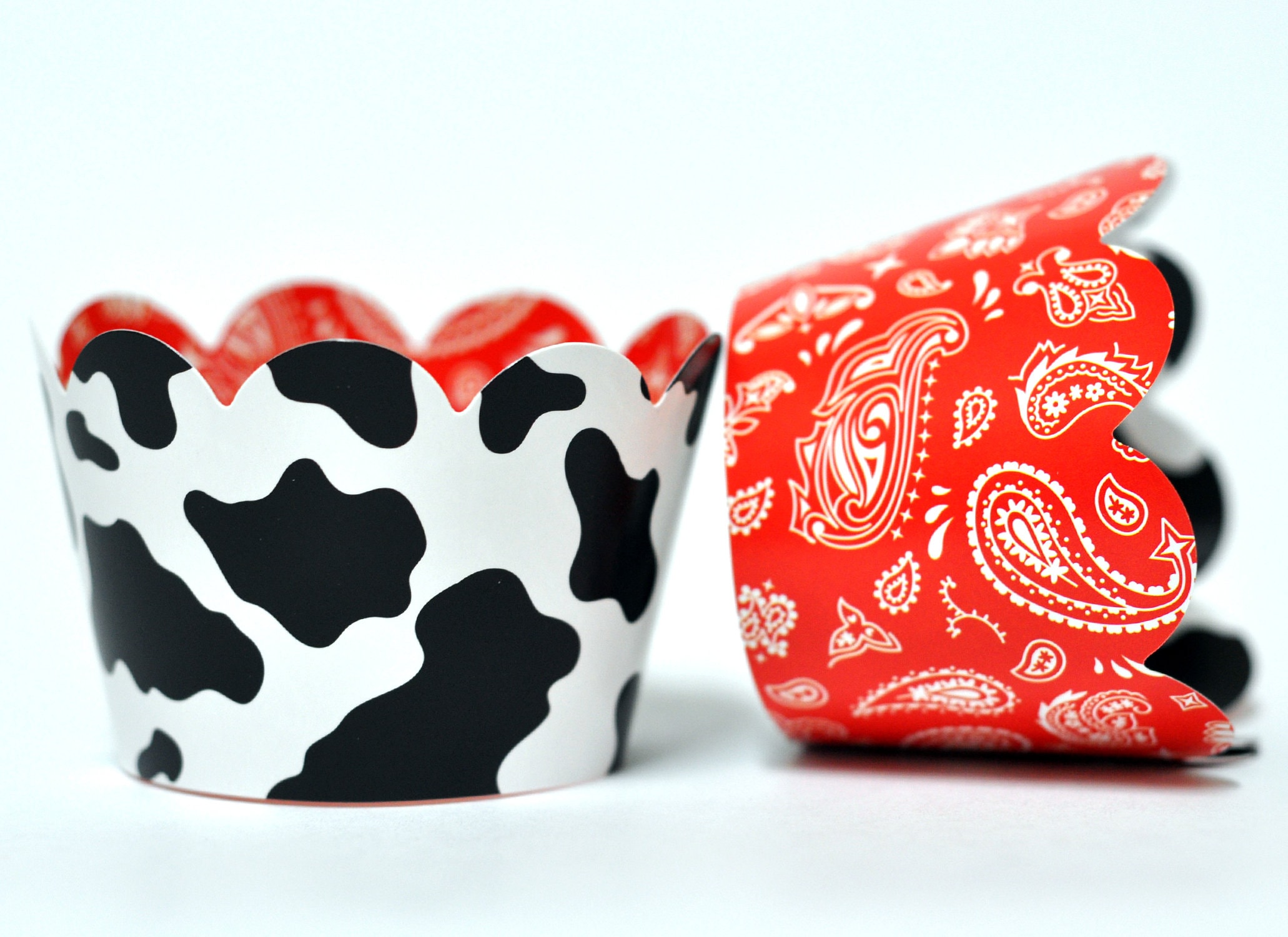 Cow and Bandana Cupcake Wrappers for Kids Birthday Parties Baby Showers Farm themed Bridal ShowersWeddings and School Events