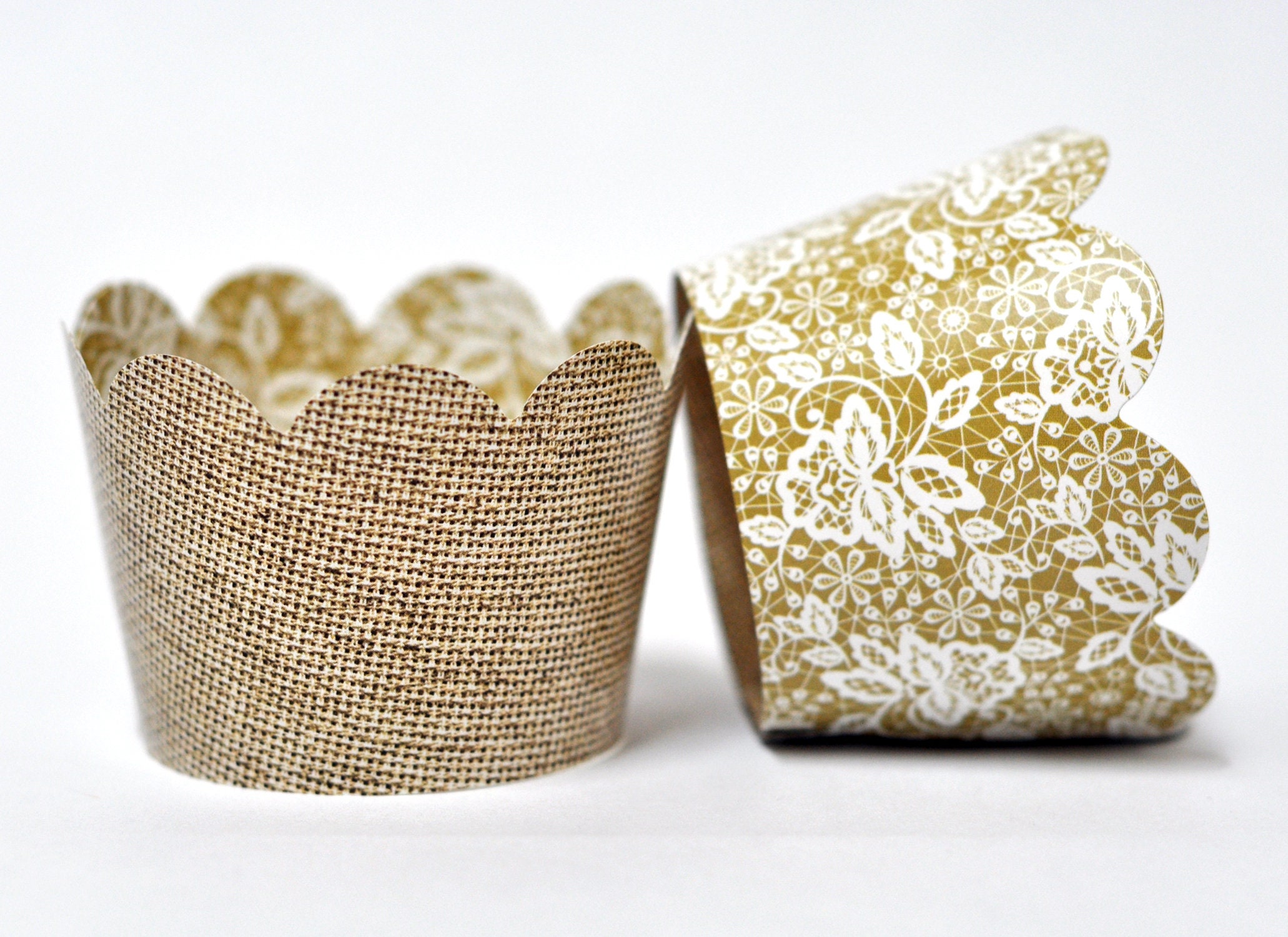 Burlap Cupcake Wrappers for Weddings Birthday Parties Anniversary Celebrations Bridal Showers and Rustic Parties Set of 24