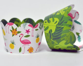 Flamingo Cupcake Wrappers for Kids Birthday Parties, Baby Showers, Bridal Showers, Tropical themed parties and school events.