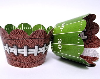 Football Cupcake Wrappers for Tailgate party supplies, Birthday Parties, Pep Rally, Game Day, The Big Game Events. Set of 24