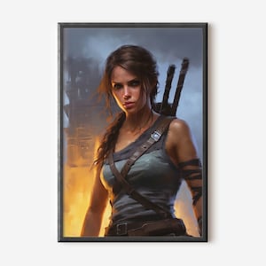 Lara Croft Painting Art Print Digital Print Instant Download High Resolution Digital Download