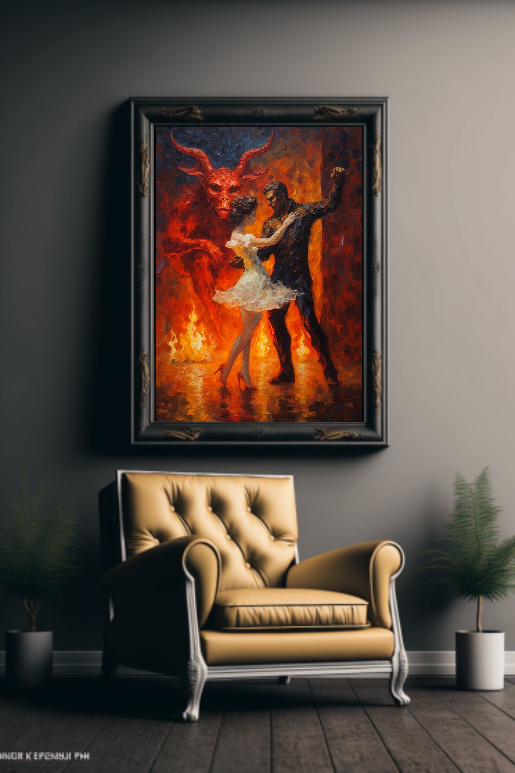 Dance With the Devil Oil Painting Art Print Dark Art Demon Wall Art ...