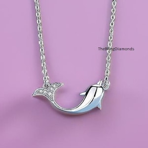 Diamond Fish Pendant Necklace, 925 Sterling Silver Necklace, Fish Necklace, Daily Wear Fancy Necklace, Bridesmaid Necklace, Graduation Gift