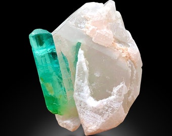 Sea Foam Tourmaline Crystal on Quartz, Afghanistan Specimen