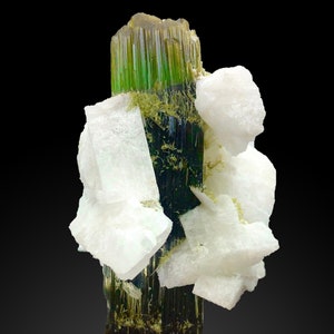 Bi Color Tourmaline Crystal w/ Albite Matrix Pakistan, tourmaline crystal bicolor