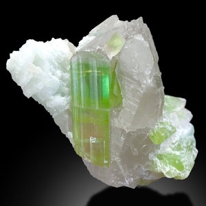 Bi color Tourmaline on Quartz, Tourmaline in Matrix