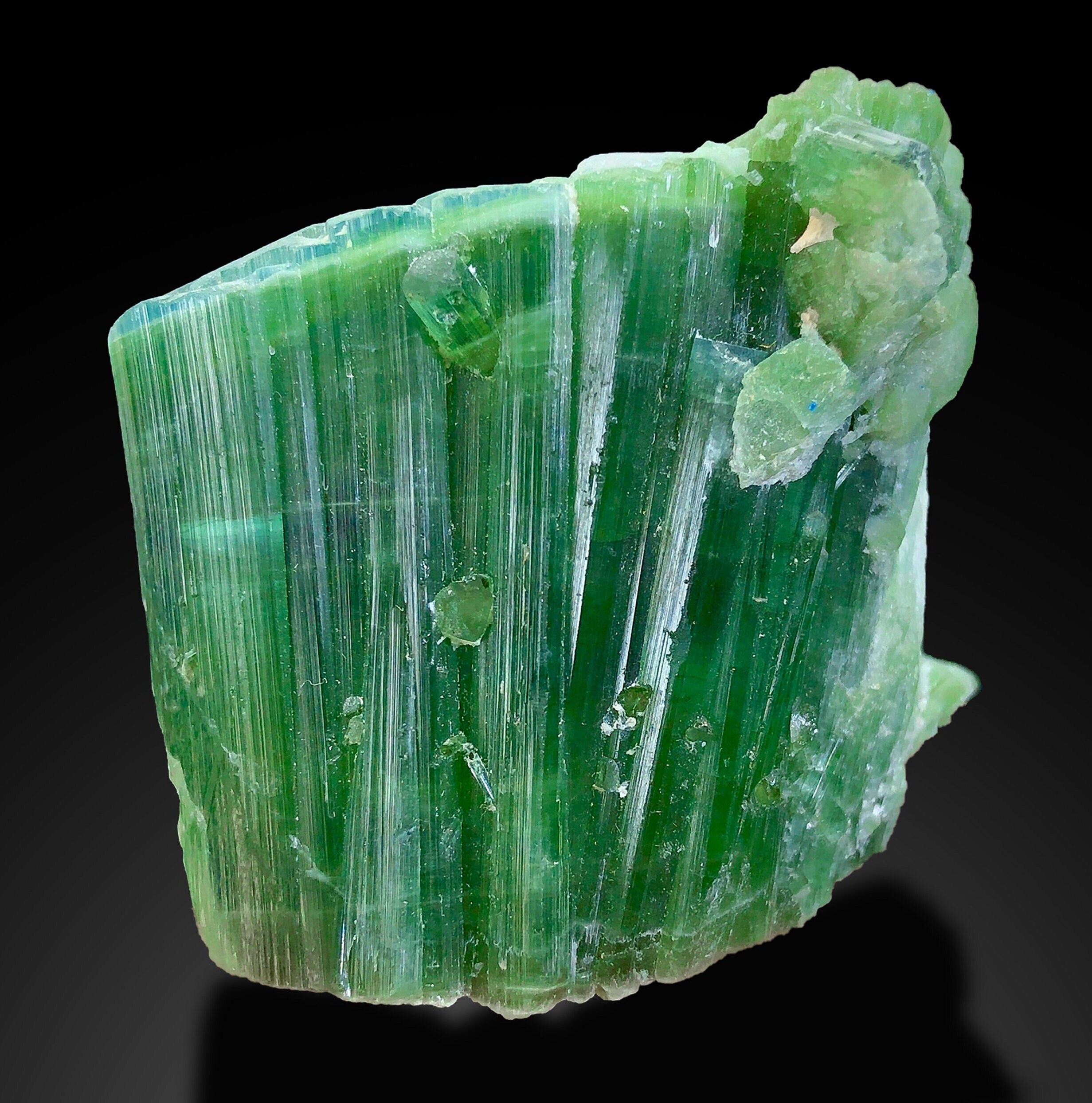 Neon Color Tourmaline Twin Crystal with Matrix Specimen, Green Tourmaline Bunch