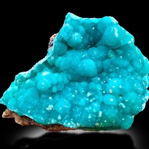 Blue Hemimorphite on Brown Stone Matrix | Top Quality | Beautiful Light Blue Crystals | 4” | Starburst Crystals | Natural Specimen