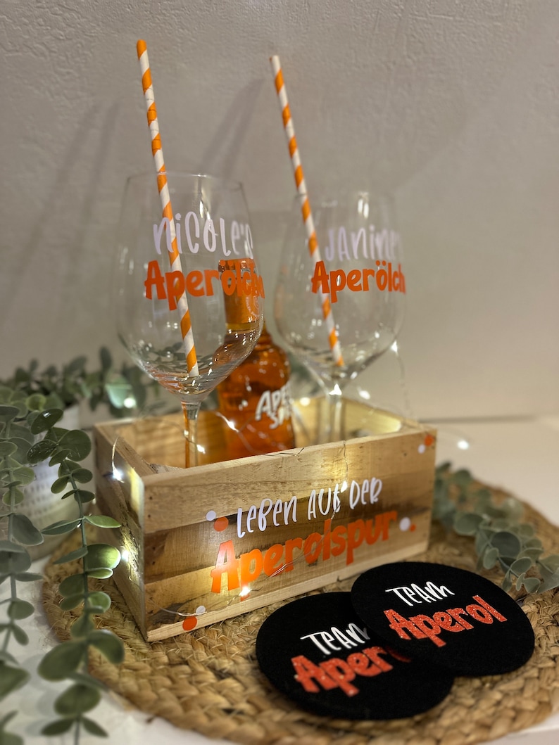 personalisiertes Geschenkset Aperol Aperölchen Holy Aperoli Mädelsabend Freundinnen Geschenk Mitbringsel Bild 2