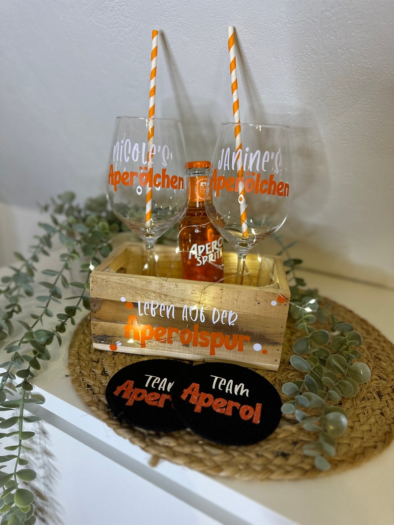 personalisiertes Geschenkset Aperol Aperölchen Holy Aperoli Mädelsabend Freundinnen Geschenk Mitbringsel Bild 1