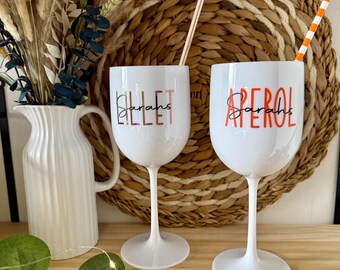 Aperol glass plastic personalized white shatterproof Lillet glass