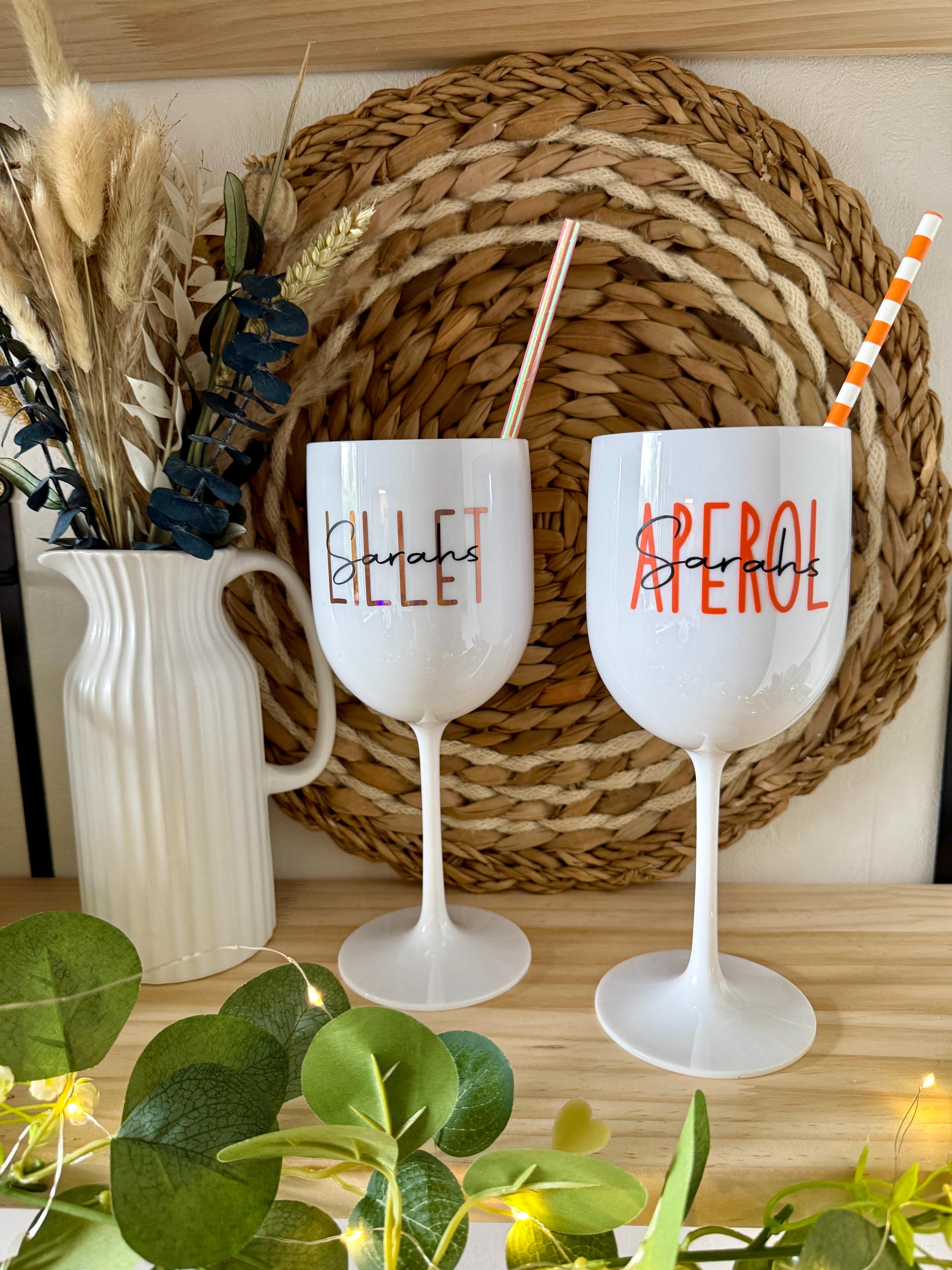 Aperol Glas Kunststoff personalisiert weiß bruchsicher Lillet Glas