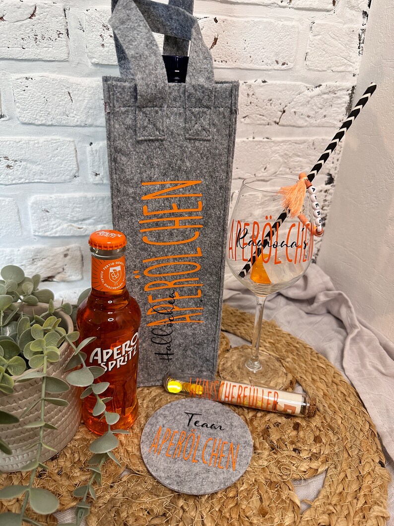 personalisiertes Geschenkset Aperol Aperölchen Holy Aperoli Mädelsabend Freundinnen Geschenk Mitbringsel Bild 2