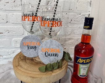 Personalisierte 'Pärchen' Gläser+Untersetzer •Aperol• | Aperoli | Pärchengeschenk | Pärchenabend | Holy Aperoli | personalisiert | Geschenk