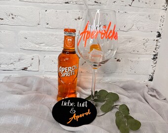 personalisiertes Glas •Aperölchen• + Untersetzer •holy Aperoli• | Aperol | Aperol Spritz