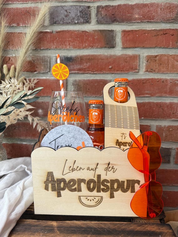 personalisiertes Geschenkset Aperol | Aperölchen | Holy Aperoli | Mädelsabend | Freundinnen | Geschenk | Mitbringsel