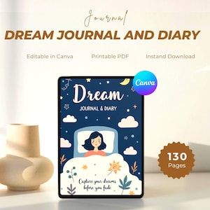 Traumtagebuch, Dreambook-Führer, druckbare und bearbeitbare Vorlage, Traumtracker, Trauminterpretation, Traumtagebuch und -analytik