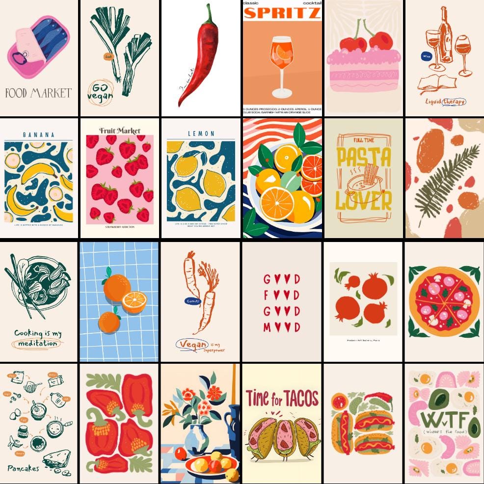 100+ kitchen art prints bundle, food & drink wall... 100+ Kitchen Art Prints Bundle, Food & Drink Wall Decor (digital ...
