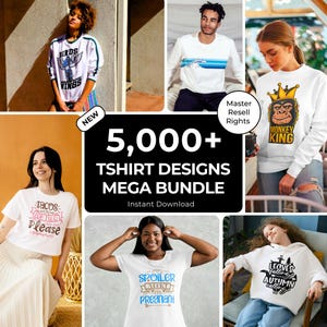 5000+ T-Shirt Designs Bundle, Artistic T-Shirt Designs, Colorful PNG, Modern T-Shirt for Men Woman Kids, T-Shirt Print Digital Download