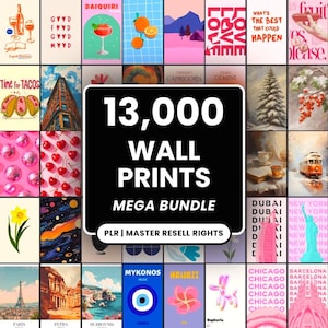 Paquete de 13 000 impresiones digitales para pared, arte imprimible, pósteres de decoración del hogar, colección de arte mural grande