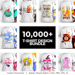 10000+ T-Shirt Design Bundle | Complete Shop Bundle | T Shirt Sublimation Bundle | T-Shirt Print Design | Digital Download