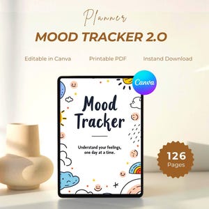Daily Mood Journal Daily Mood Tracker Simple Printable Mood Track Mental health tracker, Anxiety Tracker Emotion Tracker Mood Journal