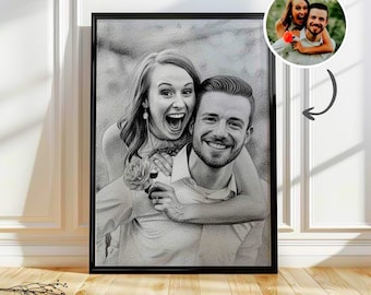 Custom Pencil Sketch Portrait From Photo, Hand-Drawn Wall Art (Digital Download)