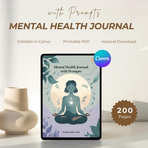 Printable Mental Health Journal PDF Mental Health Reflection and Healing 365 Journal Prompts Daily Emotional Wellness & Self-Care