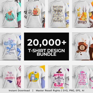 20000 T-Shirt Design Bundle Digital Download Complete Shop Pack for Sublimation Print on Demand and Cricut Sublimation Files