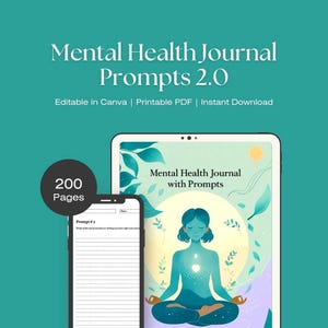 Printable Mental Health Journal Prompts PDF Mental Health Reflection and Healing 365 Journal Prompts Daily Emotional Wellness & Self-Care