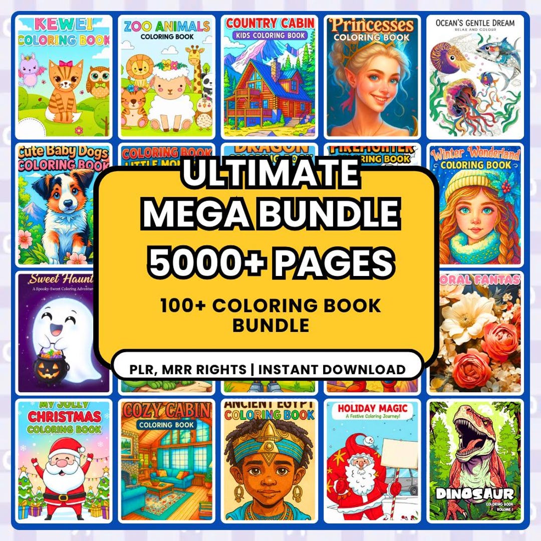 5000+ Hand Drawn Coloring Pages Bundle: Adults & Teens (PDF, PNG, SVG ...