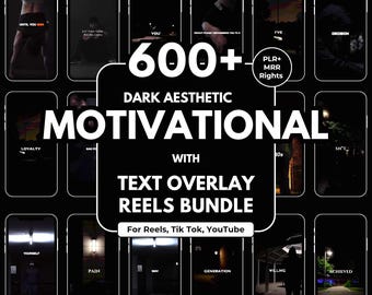 600+ Motivational Reels Bundle Viral Dark Aesthetic Text Overlay TikTok Instagram Shorts Social Media Video Pack