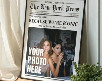 Custom Newspaper Print Template Editable Canva, Best Friend Gift Poster Friendship Wall Art College Dorm Decor, Personalized Girl Room Print
