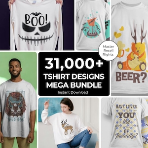 31000+ T-Shirt Design Bundle Digital Download Complete Shop Pack for Sublimation Print on Demand and Cricut Sublimation Files