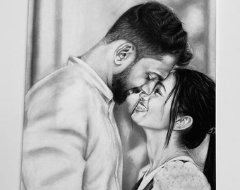 Personalised Pencil portrait, drawing from photo