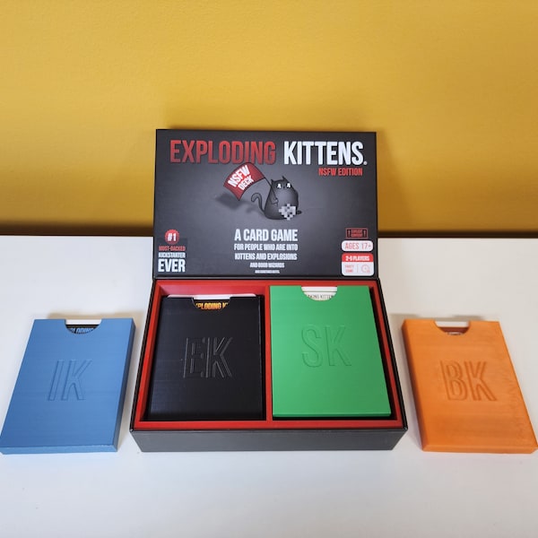 3D Printed Expanding Kittens Card Deck Holder Set with Game Box Insert