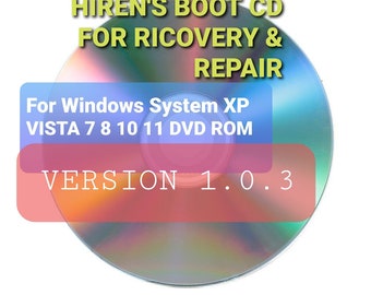 Hiren's Boot disk 1.0.3 Herstel en reparatie Windows systeem Xp/Vista/7/8/10/11 DvD Rom