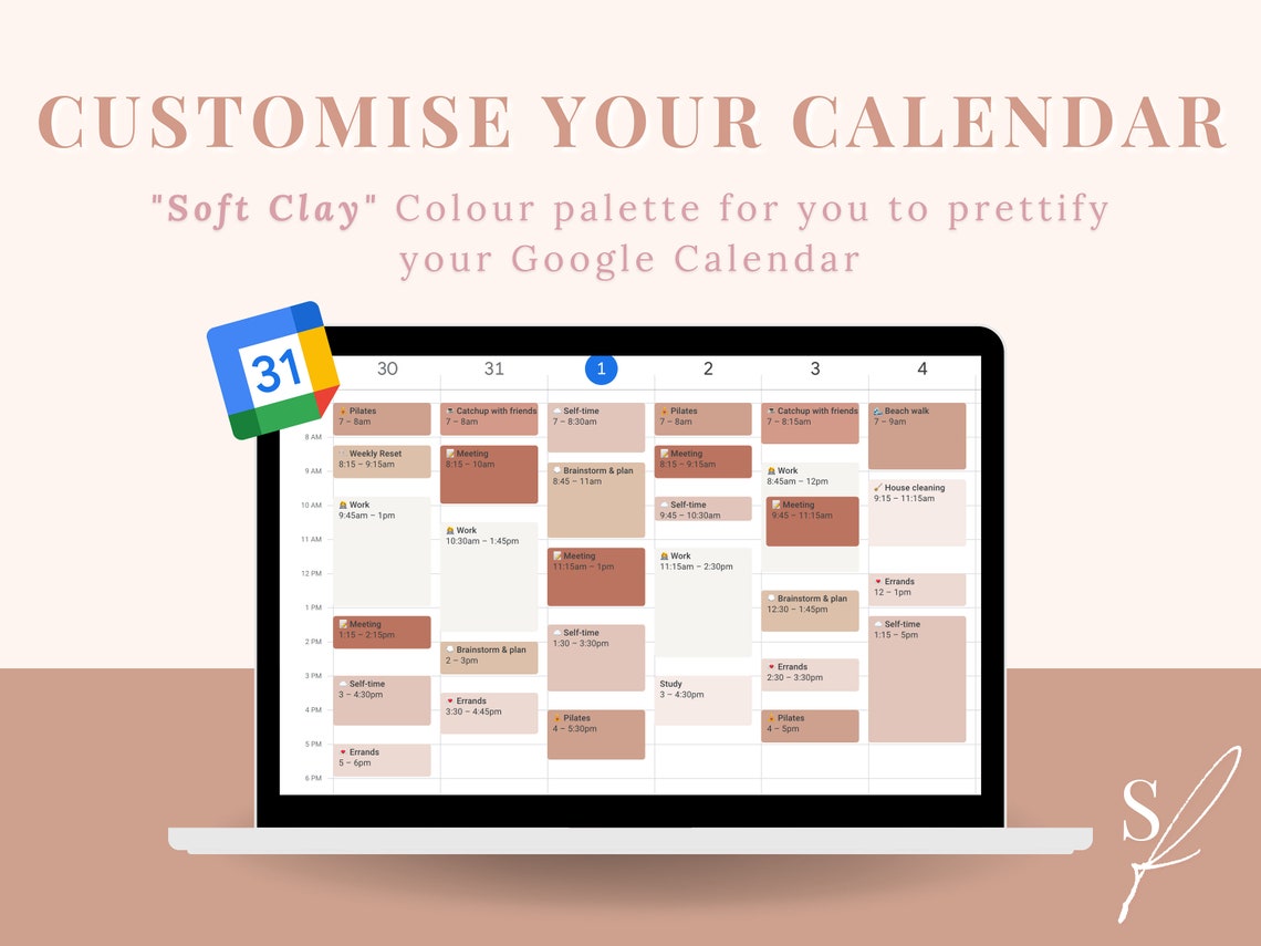 Google Calendar Customisation Palette Soft Clay Etsy