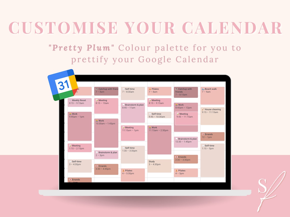 Google Calendar Customisation Palette ~ Pretty Plum - Etsy