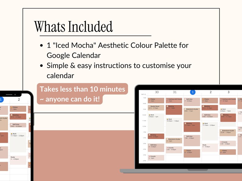 Iced Mocha Calendar Palette ~ Google Calendar Customisation - Etsy