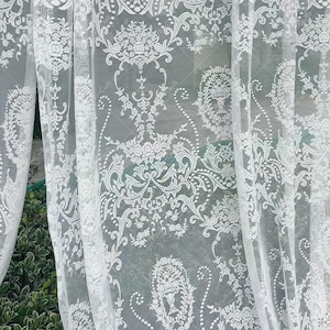 White Floral Embroidered Sheer Curtains: Elegant Light-Filtering Drapes