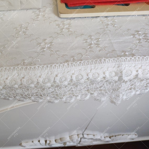 Mookaitedecor Runner Da Tavola In Pizzo Bianco 33x90 Cm - Elegante Centrotavola Lavabile Per Matrimoni, Natale E Cerimonie