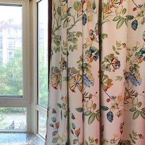 Dragonfly Floral Curtain: Botanical Print, Nature Home Decor (1 Panel)
