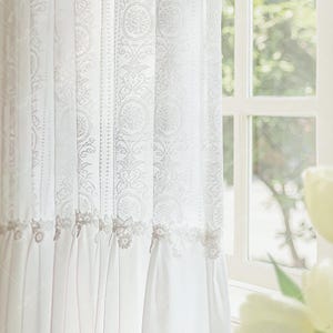 Embroidered Lace Sheer Curtain: Romantic Ruffes Window Drape